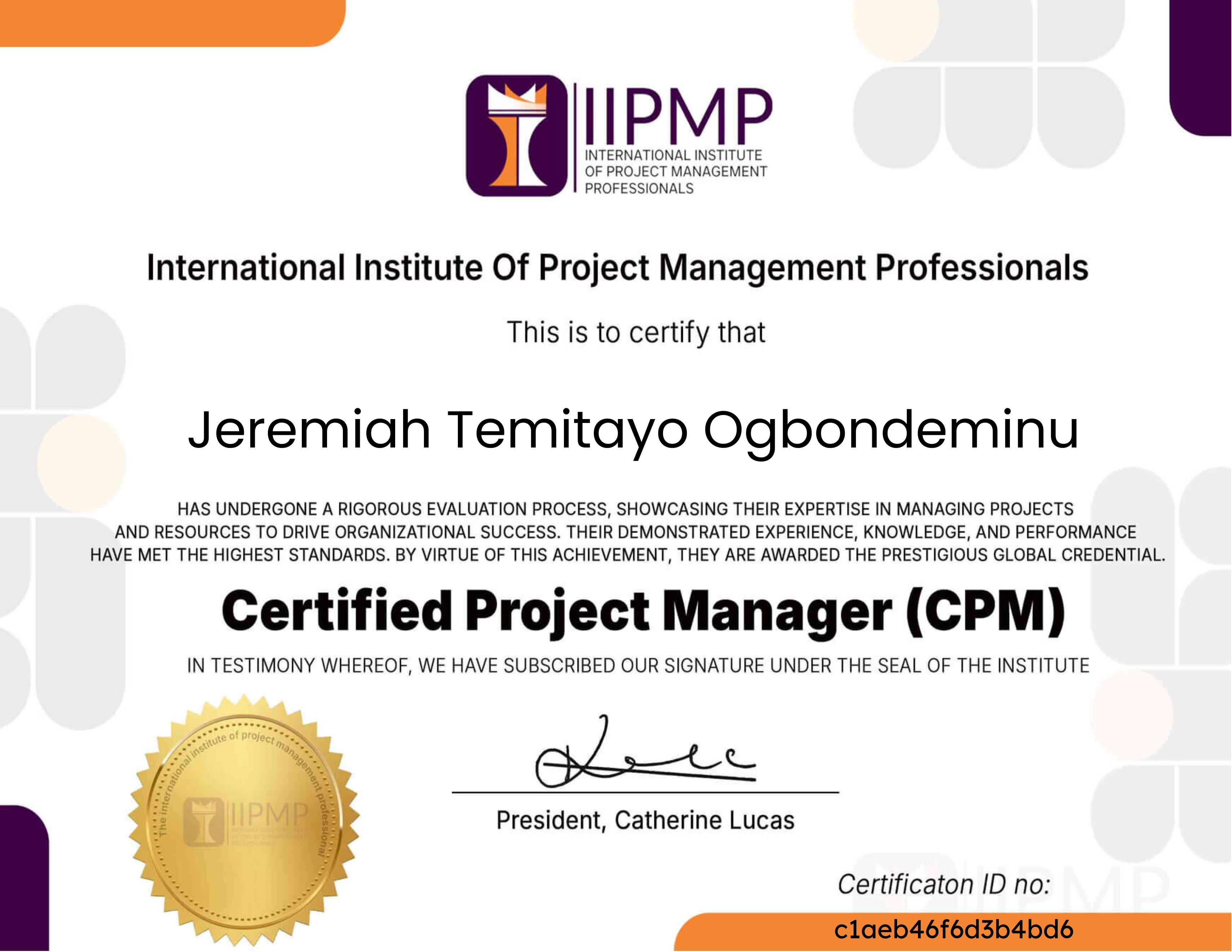Certified Project Manager (CPM) Exam