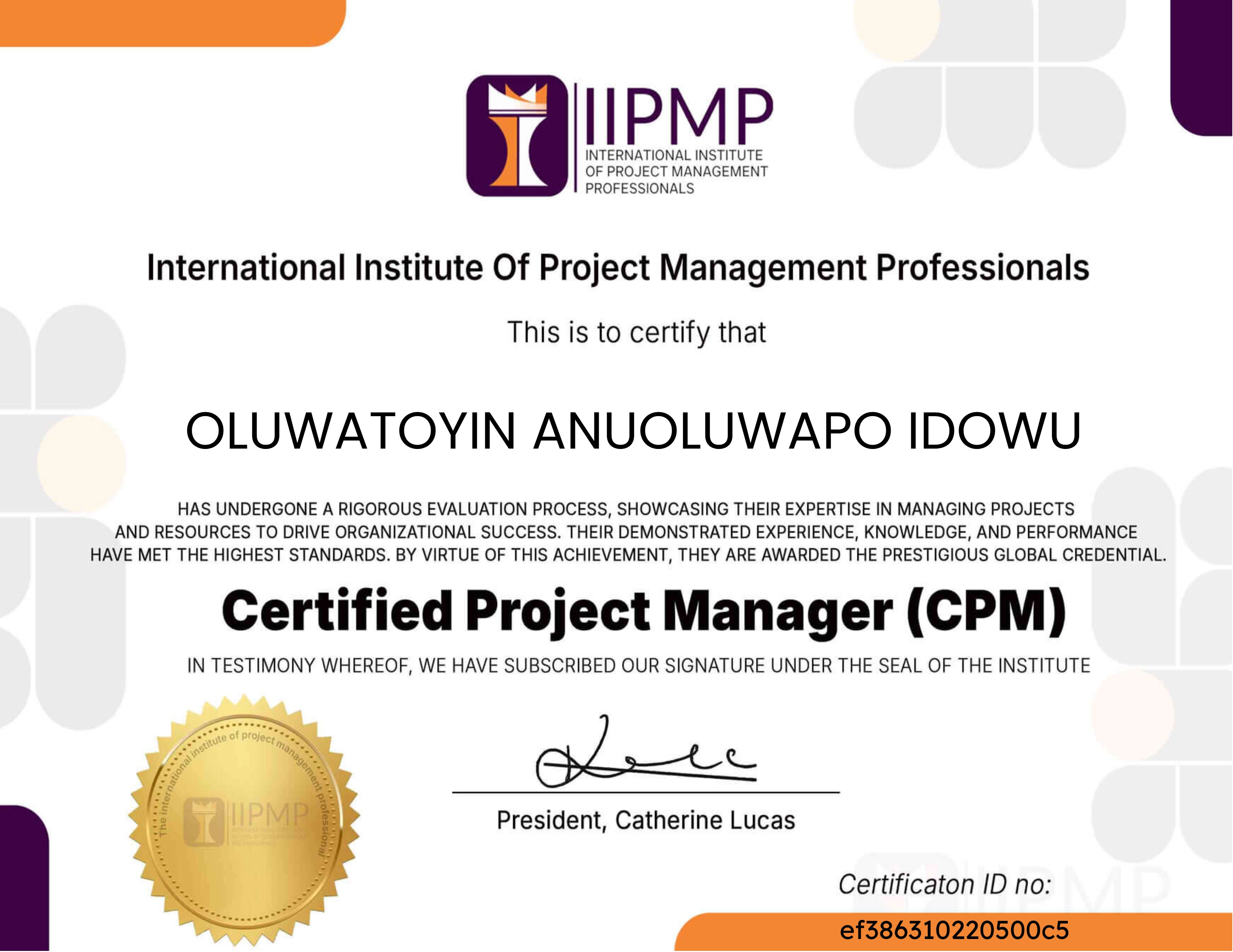 Certified Project Manager (CPM) Exam
